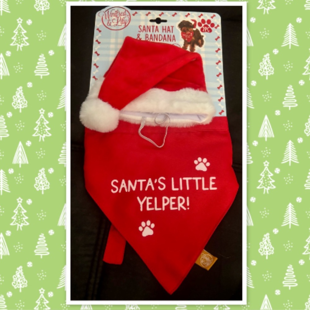 Winifred & Lily Pet Santa Hat & Bandanna, Size M/L